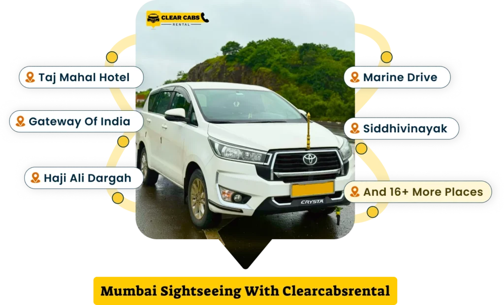 Mumbai Sightseeing some places name with our cab to understand user about our service