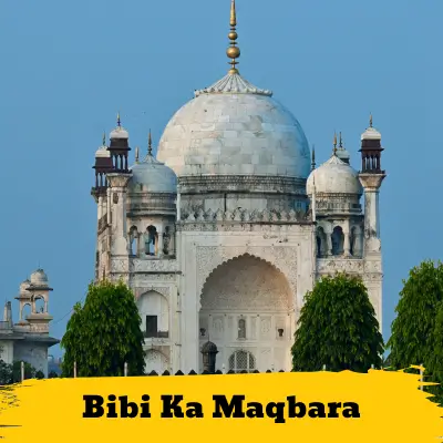 Image of Bibi ka Maqbara with text overlay stating 'Trimbakeshwar ', showing it's included in our sightseeing taxi service package